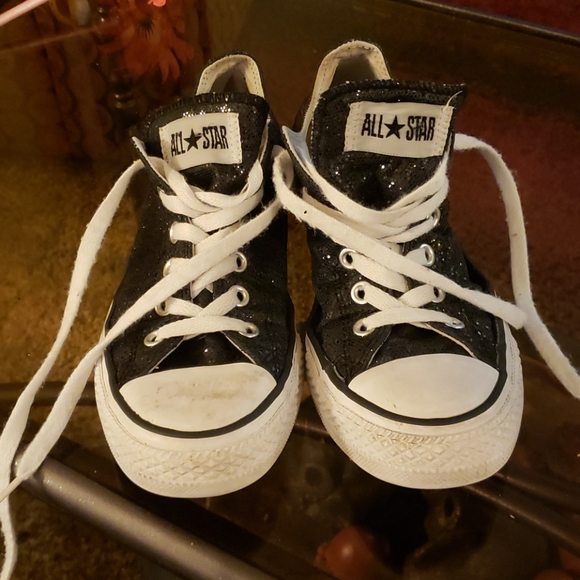 Black Sequined Converse All Stars - Picture 1 of 8